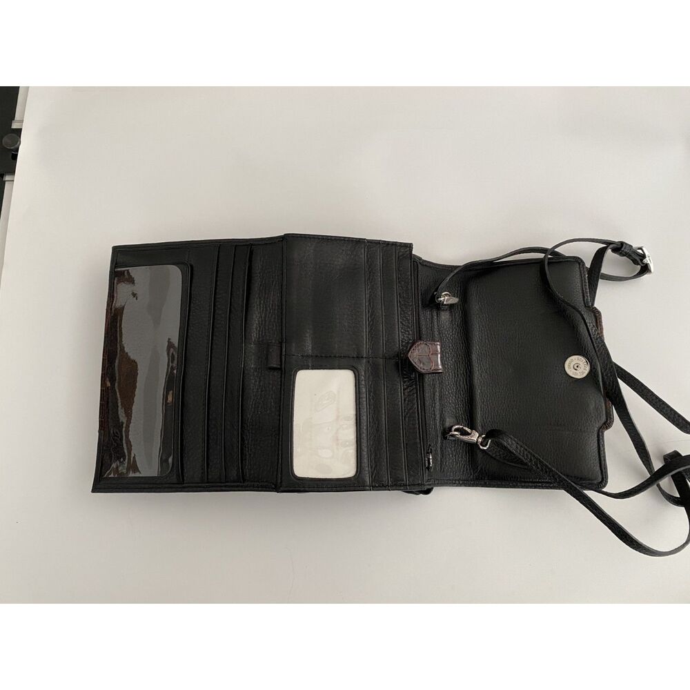 Vintage Black and Brown Brighton Organizer Crossbody Shoulder Strap Purse  EUC - Picture 5 of 16